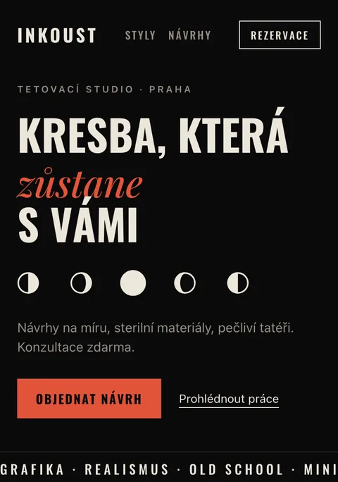 Ukázka webu: tetovací studio